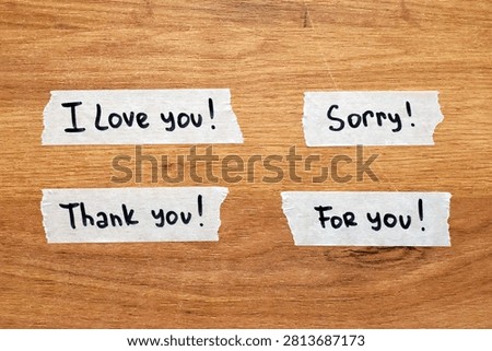 Handwritten Paper Notes Set on Wooden Background