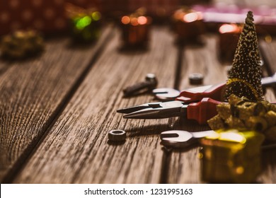 Handy Tools Christmas Background Concept Pliers Stock Photo Edit Now