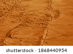 Hanford, United States - October 13 2013 : The san Andreas vault line reason for so many earth quakes is good visibly in the dried out plains desert