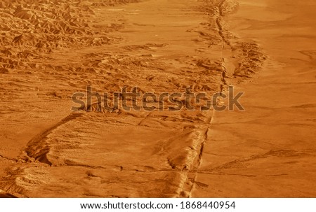 Hanford, United States - October 13 2013 : The san Andreas vault line reason for so many earth quakes is good visibly in the dried out plains desert