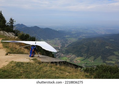 Hang Glider Flying In The German Alps