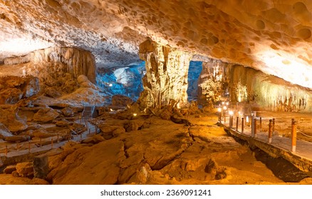 Hang Sung Sot Cave or Surprise Cave in Ha long bay, Vietnam.