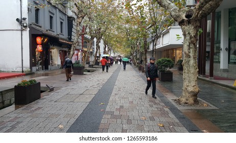 Hang Zhou / China - December 6 2018: Southern Song Dynasty Street