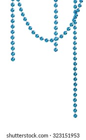 Hanging Blue Bead Garland, Isolated On White