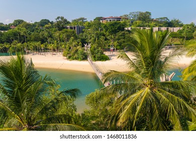 Hanging Bridge To Palawan Island In Sentosa Singapore