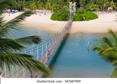 Hanging Bridge To Palawan Island, Sentosa, Singapore