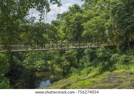 Hanging bridge at Vazhani dam garden, located in Trissur district Kerala, South India