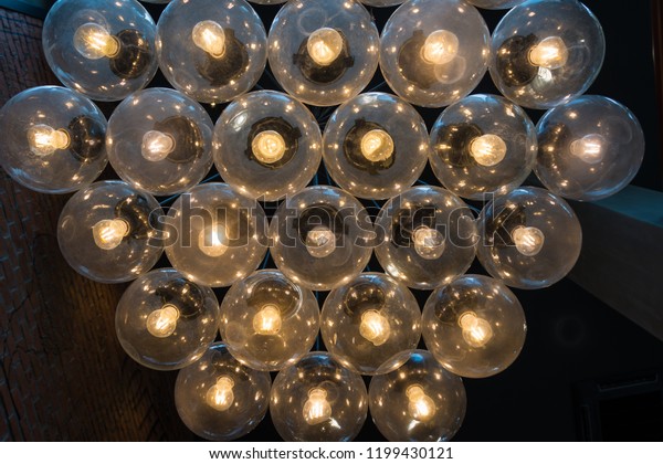 Hanging Ceiling Light Balls Made Glass Stock Photo Edit Now