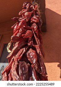 Hanging Chile Ristras On New Mexico House 