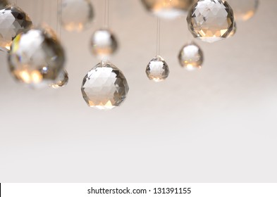 Hanging crystal balls, studio shot