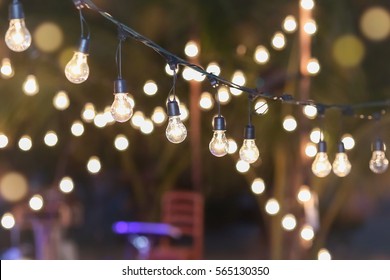 Hanging Decorative Lights For A Wedding Party