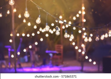 Hanging Decorative Lights For A Wedding Party