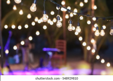 Hanging Decorative Lights For A Wedding Party,Soft Focus