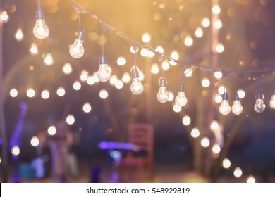 Hanging Decorative Lights For A Wedding Party,Soft Focus