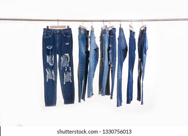 Hanging Interior Different Blue Torn Jeans Stock Photo 1330756013 ...