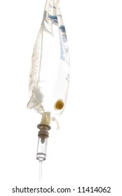 A Hanging IV Bag On A White Background