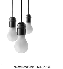 Hanging Light Bulbs Isolated On White Background