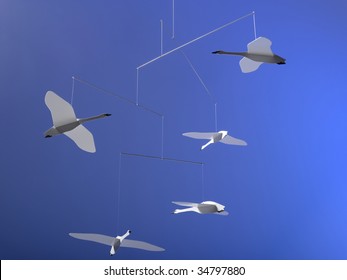 Hanging Mobile With Origami Geese