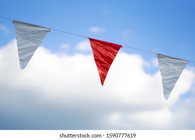 Hanging Party Flags Sky Clouds Background Stock Photo 1590777619 ...