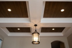 Hanging Pendant Light Interior Design Coffered Ceiling