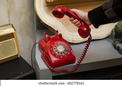 Hanging A Retro Red Phone Hot Line