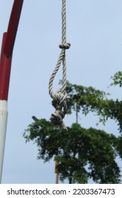 Hanging Rope Against The Background Of A Clear Sky During The Day. Death Penalty Illustration