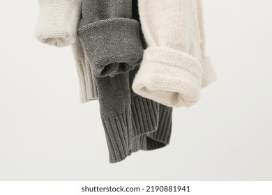 Hanging Sweaters, Concept Of Autumn Season Clothes