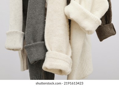 Hanging Sweaters, Concept Of Autumn Season Clothes