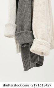 Hanging Sweaters, Concept Of Autumn Season Clothes