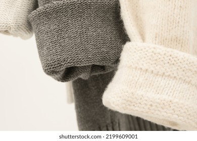 Hanging Sweaters, Concept Of Autumn Season Clothes