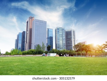 Hangzhou, Zhejiang, China, leisure and high-rise buildings of the public.