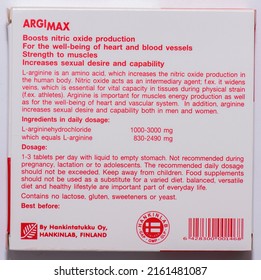 Hankinlab Argimax Drugs. Made in Finland. Bangkok - Thailand, May, 28, 2022.