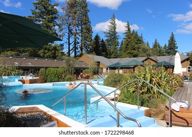 Hanmer Springs / New Zealand - April 1 2019: Hanmer Springs Hot Thermal Pools In The South Island