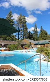 Hanmer Springs / New Zealand - April 1 2019: Hanmer Springs Hot Thermal Pools In The South Island