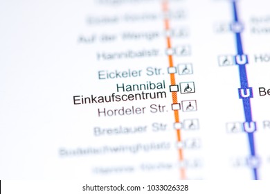 Hannibal Einkaufscentrum Station. Bochum Metro Map.