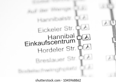 Hannibal Einkaufscentrum Station. Bochum Metro Map.