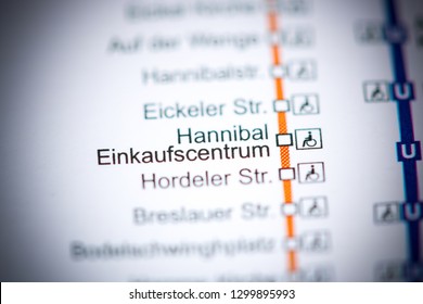 Hannibal Einkaufscentrum Station. Bochum Metro Map.