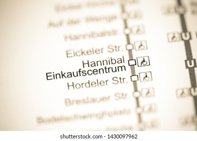 Hannibal Einkaufscentrum Station. Bochum Metro Map.