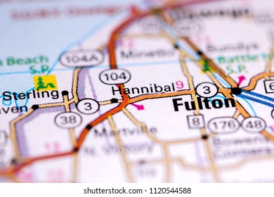 Hannibal. New York. USA On A Map