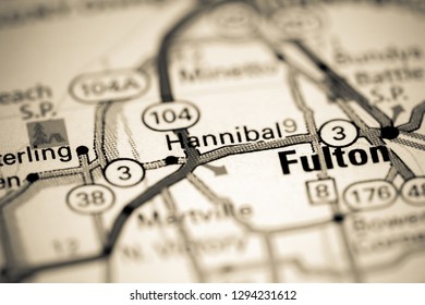 Hannibal. New York. USA On A Map