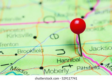 Hannibal Pinned On A Map Of Missouri, USA
