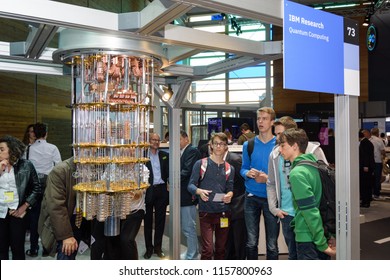 Hannover, Germany - June 13, 2018: IBM Shows A Model Of Quantum Computer At Their Pavilion At CeBIT 2018. CeBIT Is The World's Largest Trade Fair For Information Technology.