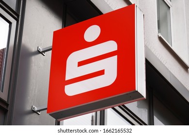 Hannover, Germany - March 1, 2020: Close-up Sign With Sparkasse - German Savings Bank - Logo On Local Branch Building Exterior.