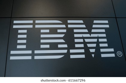 HANNOVER, GERMANY MARCH, 2017: IBM Logo. IBM Is An American Multinational Technology And Consulting Corporation. IBM Has 12 Research Laboratories Worldwide.