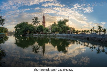 Hanoi Cityscape Twilight Tran Quoc Pagoda Stock Photo 1235983522 ...