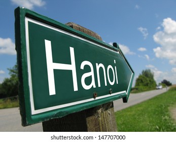 Hanoi Signpost Along A Rural Road