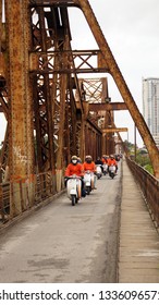 Hanoi, Vietnam - December 30th 2018.
Long Biên Bridge Crossing The Red River