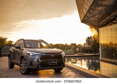 Hanoi, Vietnam - July 29, 2020: All-new Toyota Corolla Cross Car With 1.8 Litre Hybrid Engine In A Test Drive In Vietnam.