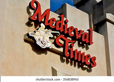 HANOVER, MD, USA - DECEMBER 31, 2015: Medieval Times Store Front And Logo At Arundel Mills Mall In Hanover, MD. Medieval Times Is A Medieval-themed Dinner Theater.