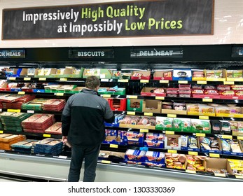 HANOVER, MD, USA - FEBRUARY 3, 2018: Aldi grocery store interior.